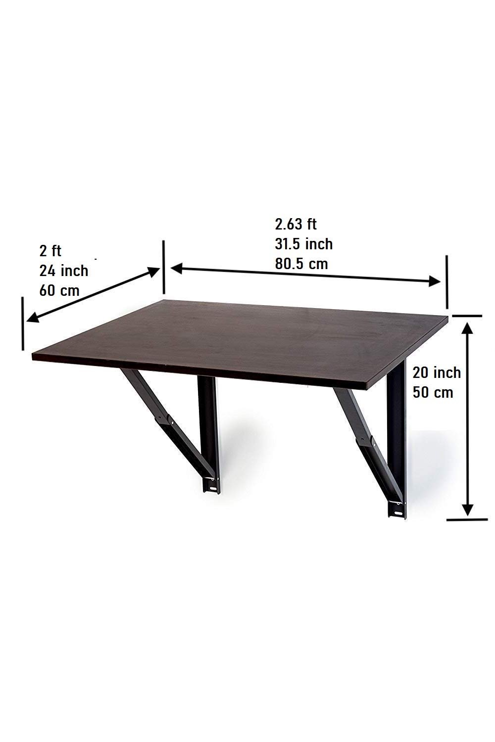OT4-2 Wall Mounted Study Table, Office Table, Laptop Table, Folding Utility Table for Home Office Portable & Space-Saving Floating Desk (23.5X31.5 Inches Wall Mount Table Brown) - Image 3