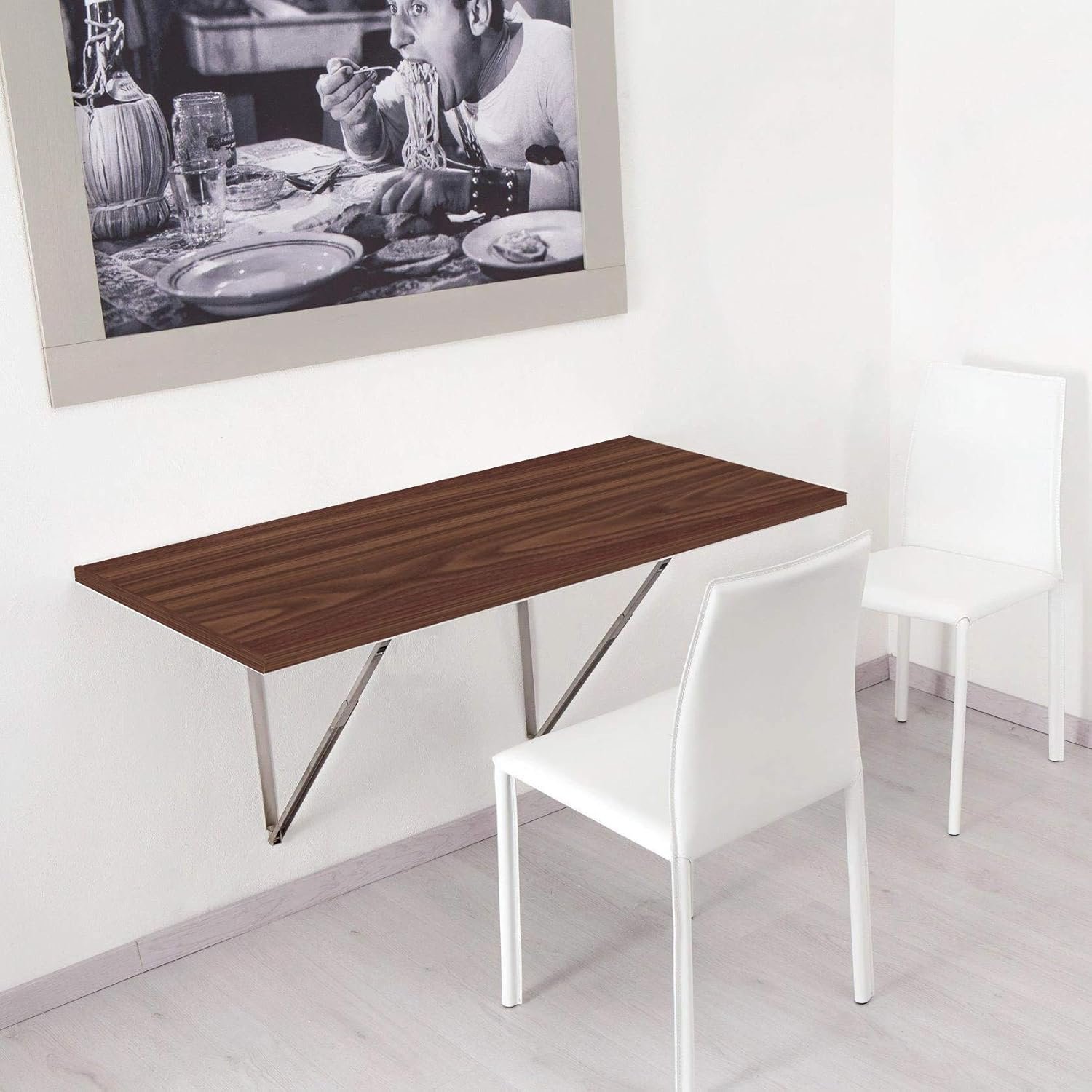OT4-3 Wall Mounted Study Table, Office Table, Laptop Table, Folding Utility Table for Home Office Portable & Space-Saving Floating Desk (23.5X31.5 Inches Wall Mount Table Brown) - Image 4