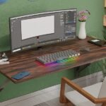 Wall Mounted Study Table, Office Table, Laptop Table, Folding Utility Table for Home Office Portable & Space-Saving Floating Desk (23.5X31.5 Inches Wall Mount Table Brown)