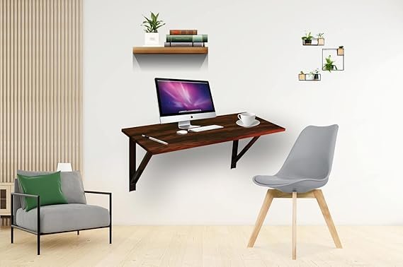 OT4-8 Wall Mounted Study Table, Office Table, Laptop Table, Folding Utility Table for Home Office Portable & Space-Saving Floating Desk (23.5X31.5 Inches Wall Mount Table Brown) - Image 7