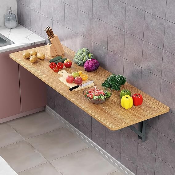 OT5-1 Engineered Wood Wall Mounted  Table for Kitchen, Computer, Workstations Multi Function Computer Desk Workbench (MT-001 / Light Oak /120 × 40 cm) DIY (Do It Yourself) - Image 2