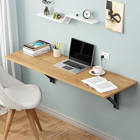 OT5-2 Engineered Wood Wall Mounted  Table for Kitchen, Computer, Workstations Multi Function Computer Desk Workbench (MT-001 / Light Oak /120 × 40 cm) DIY (Do It Yourself) - Image 3