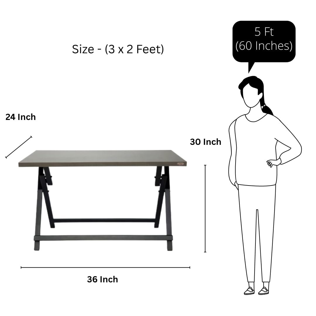 OT6-2 Multi-Purpose  Table in 18MM Pre-Laminated Panel Board Top in Grey & MS Powder Coated  Stand Home, Living Room, Study Room | Heavy Duty  Table (3x2 Ft) - Image 3