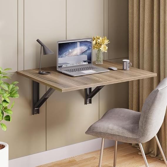 OT7-3 Wall MountedTable| 16 X 31 Inches| Space-Saving Wall Desk for Home & Office Use| Wall Mount Study Table Workstation| Ideal for Small Space and Easy Installation-Laurel Oak Light Colour - Image 4