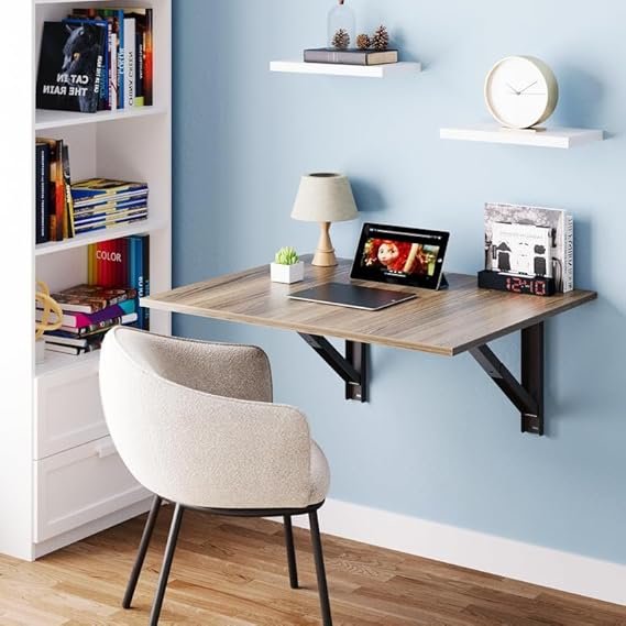 OT7-4 Wall MountedTable| 16 X 31 Inches| Space-Saving Wall Desk for Home & Office Use| Wall Mount Study Table Workstation| Ideal for Small Space and Easy Installation-Laurel Oak Light Colour - Image 5