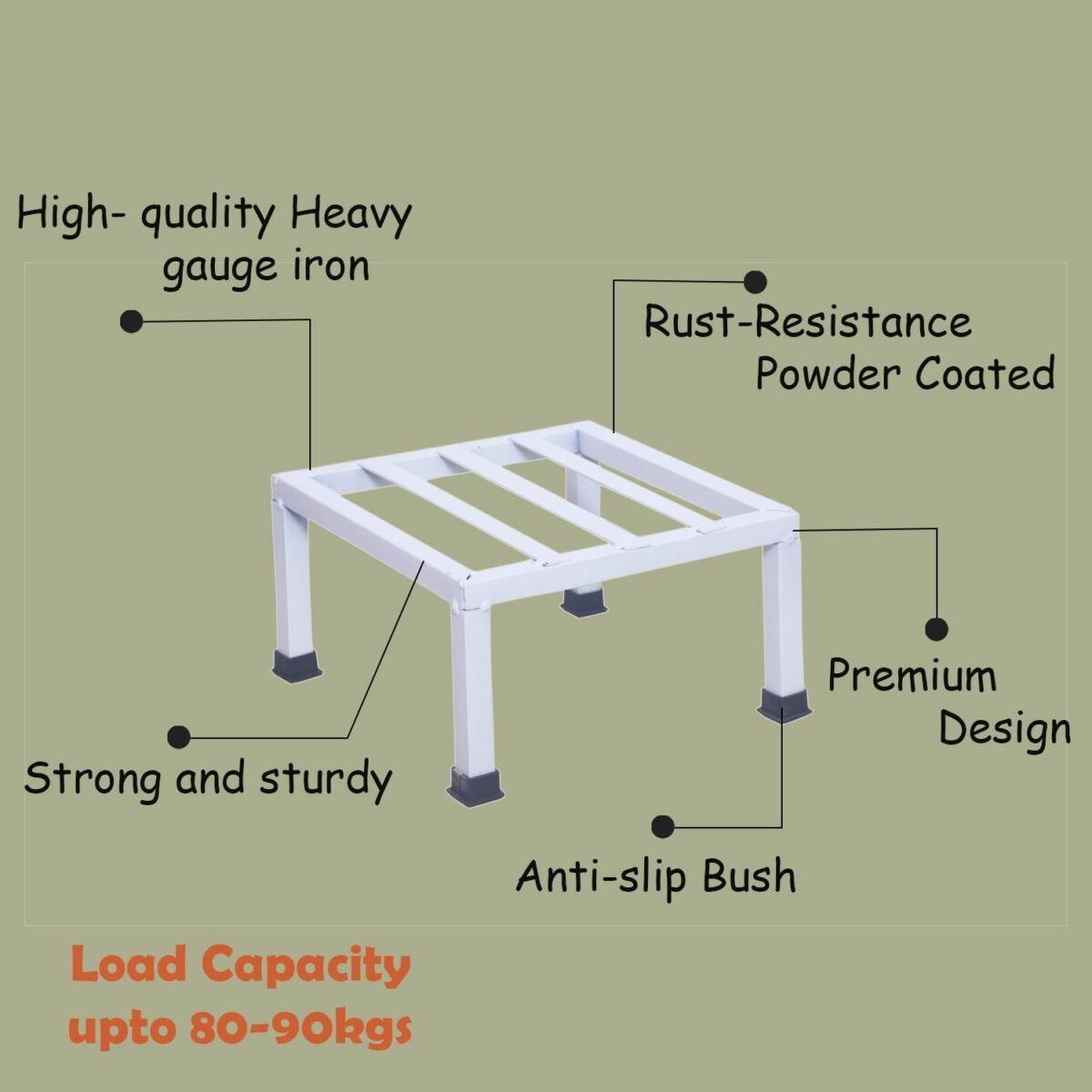 Premium Strong Flower Pot / Gamla Square Stand For indoor and Outdoor Plants | Square Shape Thick and Strong Leg For Garden, Balcony, White - Set of 1 - Image 5