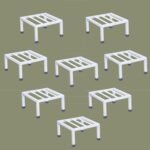 Premium Strong Flower Pot / Gamla Square Stand For indoor and Outdoor Plants | Square Shape Thick and Strong Leg For Garden, Balcony, White - Set of 8