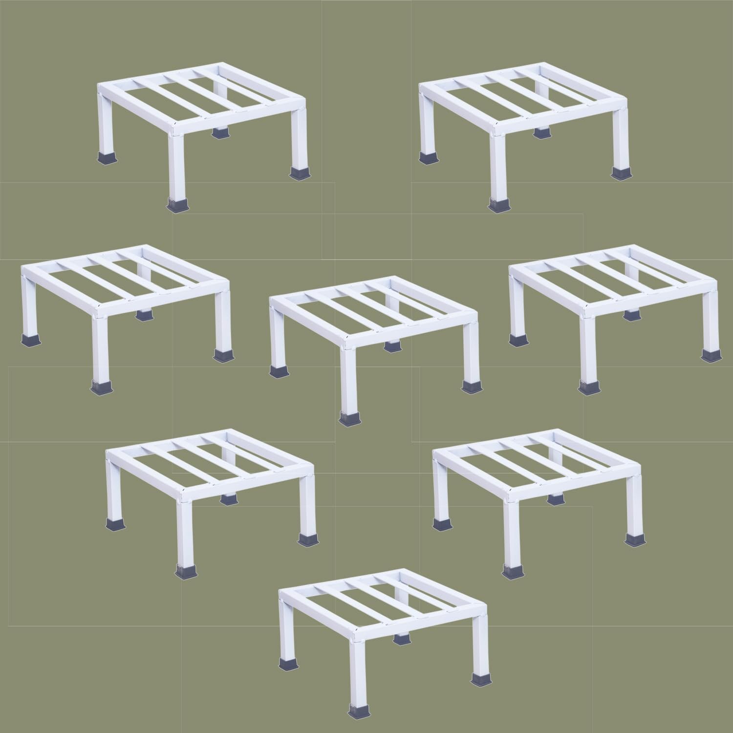 PS2-1 Premium Strong Flower Pot / Gamla Square Stand For indoor and Outdoor Plants | Square Shape Thick and Strong Leg For Garden, Balcony, White - Set of 8 - Image 1