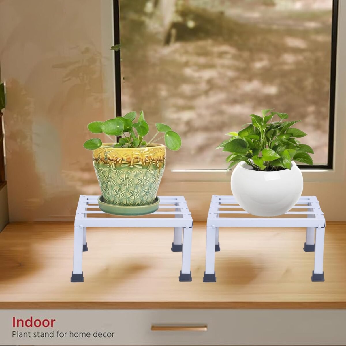 Premium Strong Flower Pot / Gamla Square Stand For indoor and Outdoor Plants | Square Shape Thick and Strong Leg For Garden, Balcony, White - Set of 8 - Image 7