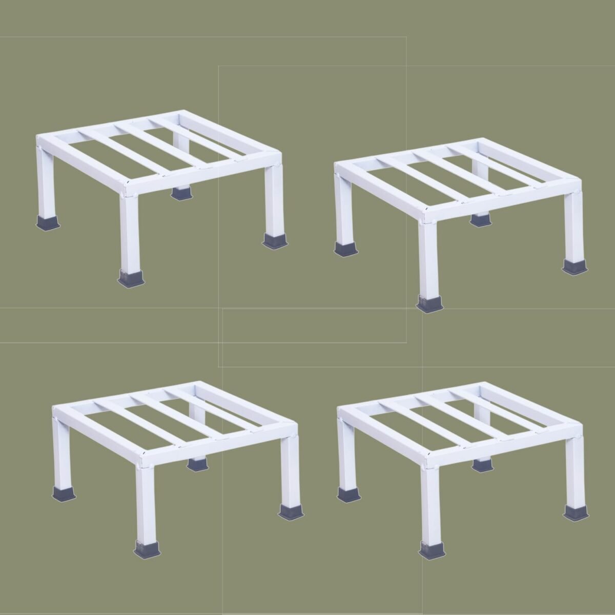 Premium Strong Flower Pot / Gamla Square Stand For indoor and Outdoor Plants | Square Shape Thick and Strong Leg For Garden, Balcony, White - Set of 8 - Image 8