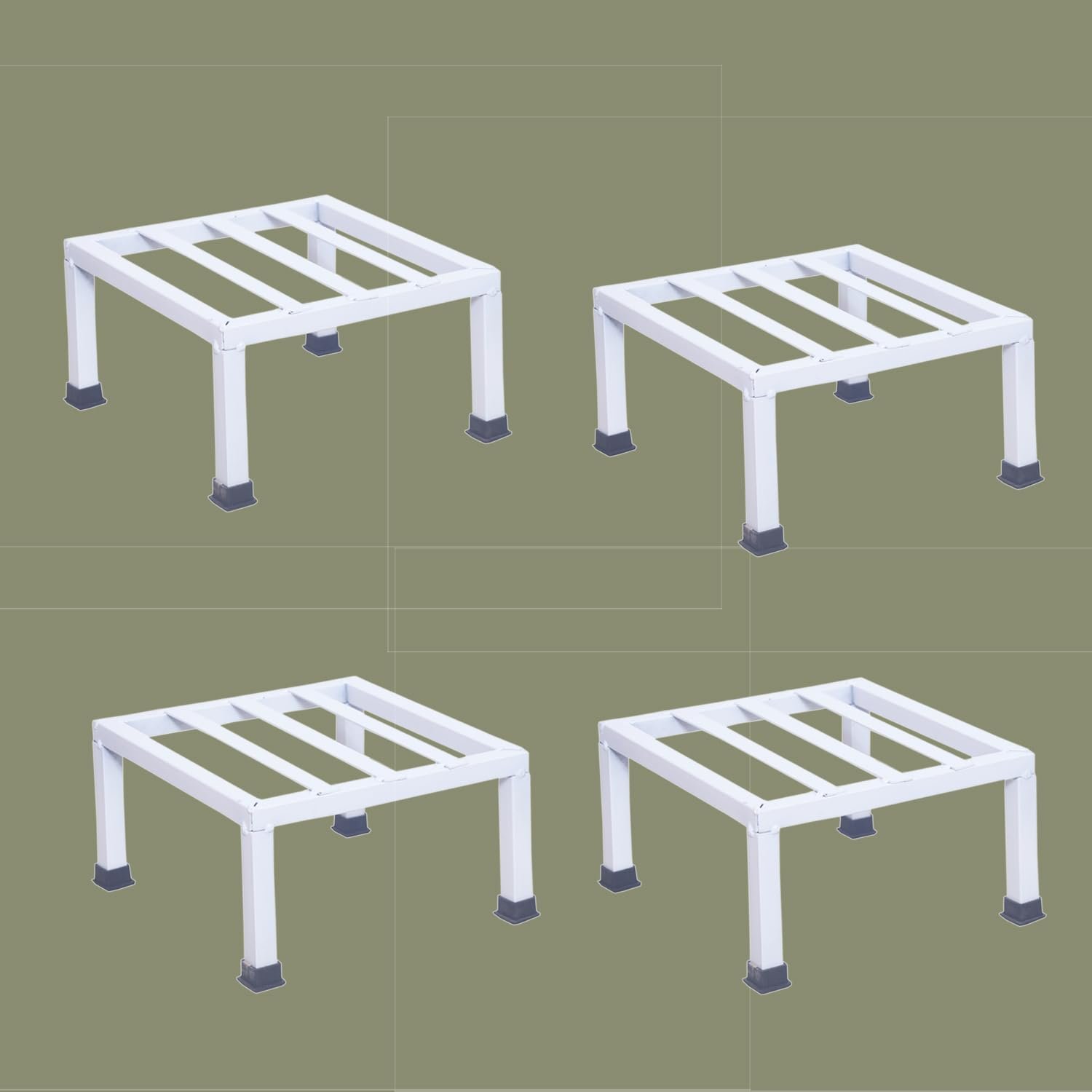 PS2-3 Premium Strong Flower Pot / Gamla Square Stand For indoor and Outdoor Plants | Square Shape Thick and Strong Leg For Garden, Balcony, White - Set of 8 - Image 8