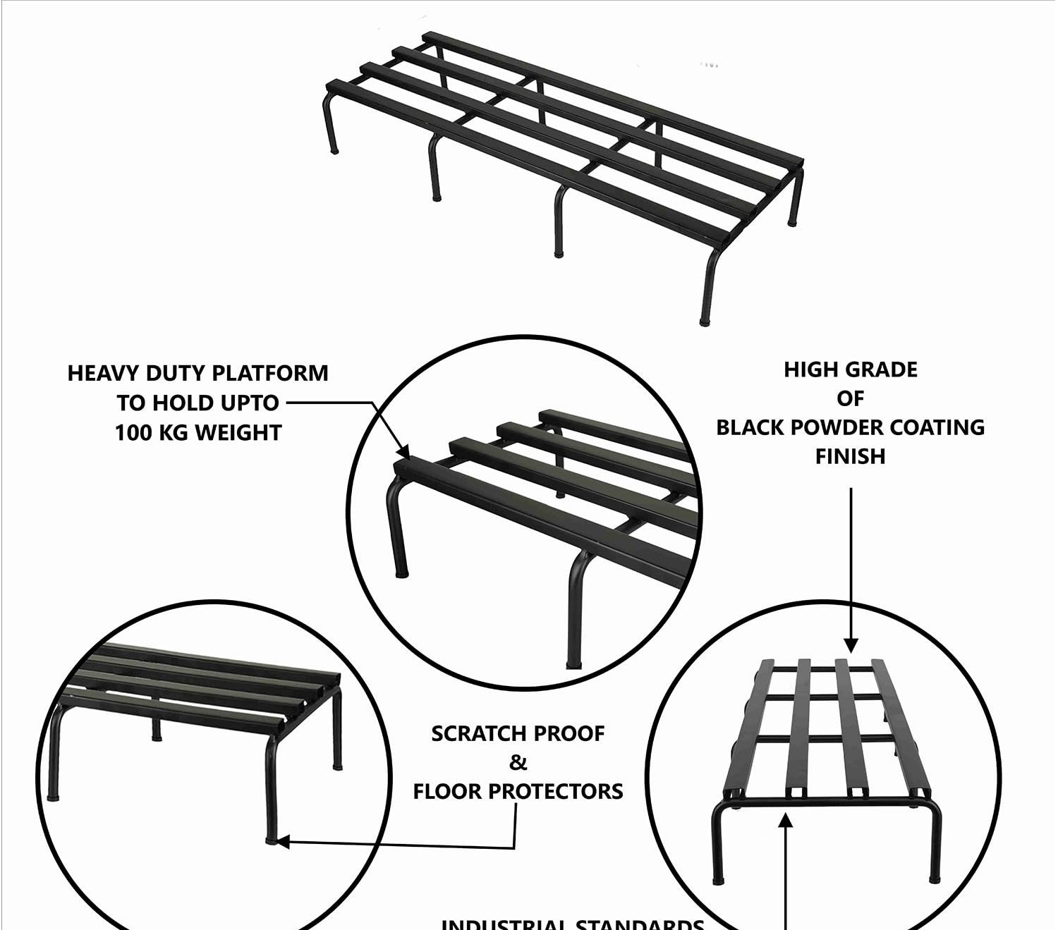 PS3-5 Metal Planter Stand || Plant Stand for Pots|| Outdoor Plant Stand || Black (Set of 4) - Image 6
