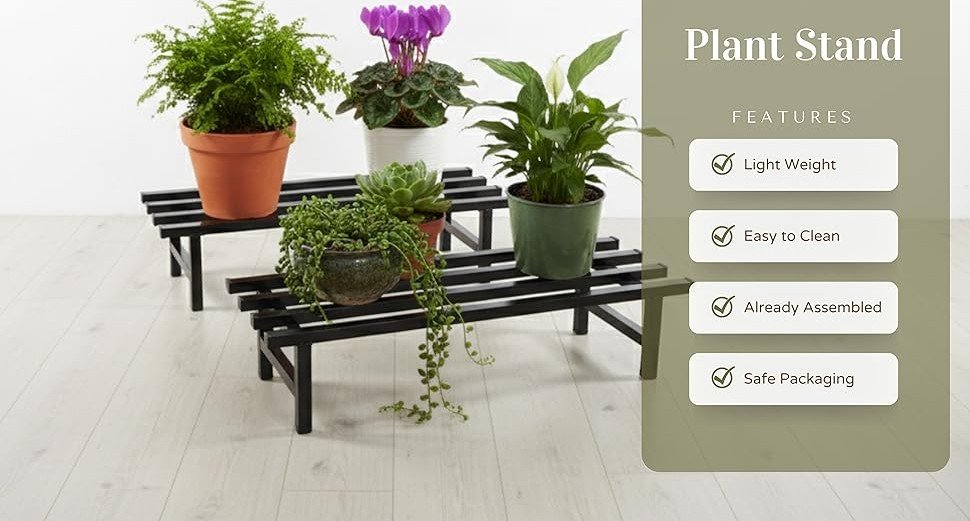 PS4-6 Square Tube Heavy Duty Anty Rust Iron Plant/Flower Pot Stand for Home/Balcony/Indoor & Outdoor (Set of 2) (Black) - Image 7