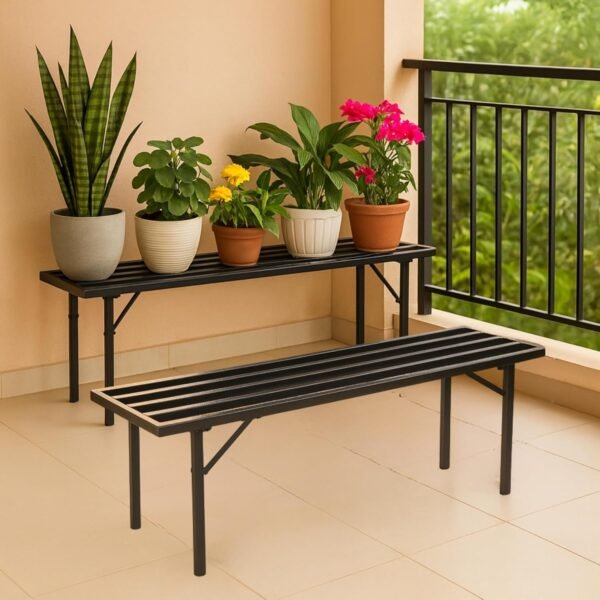 35 Inches Plant Stands for Outdoor Balcony, Flower Pot Stand for Indoor Plants, Large Metal Planter Stand for Living Room, home decor, Indoor & Outdoor plants, 1 Tier, (2 Pack, PS030)