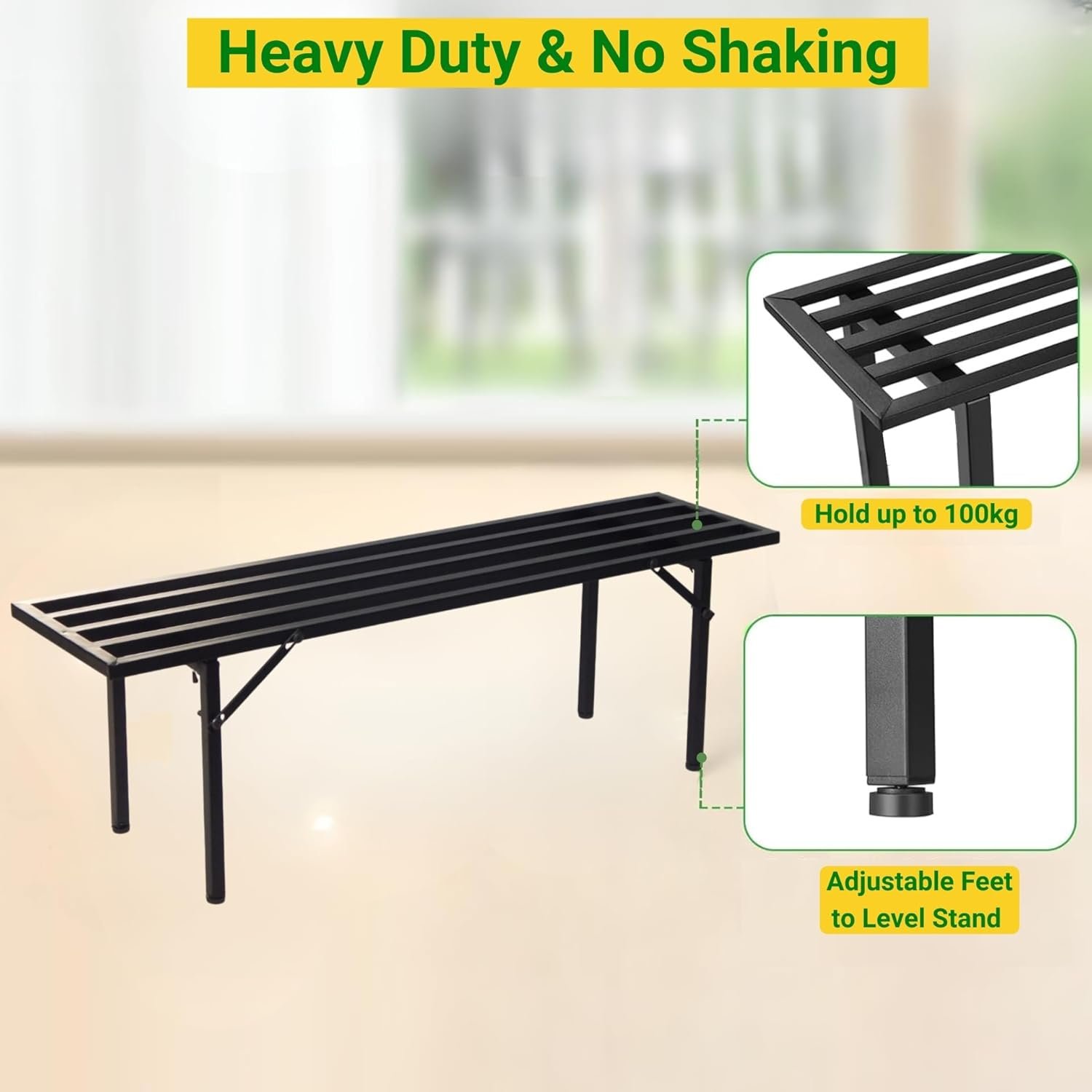 PS5-4 35 Inches Plant Stands for Outdoor Balcony, Flower Pot Stand for Indoor Plants, Large Metal Planter Stand for Living Room, home decor, Indoor & Outdoor plants, 1 Tier, (2 Pack, PS030) - Image 5