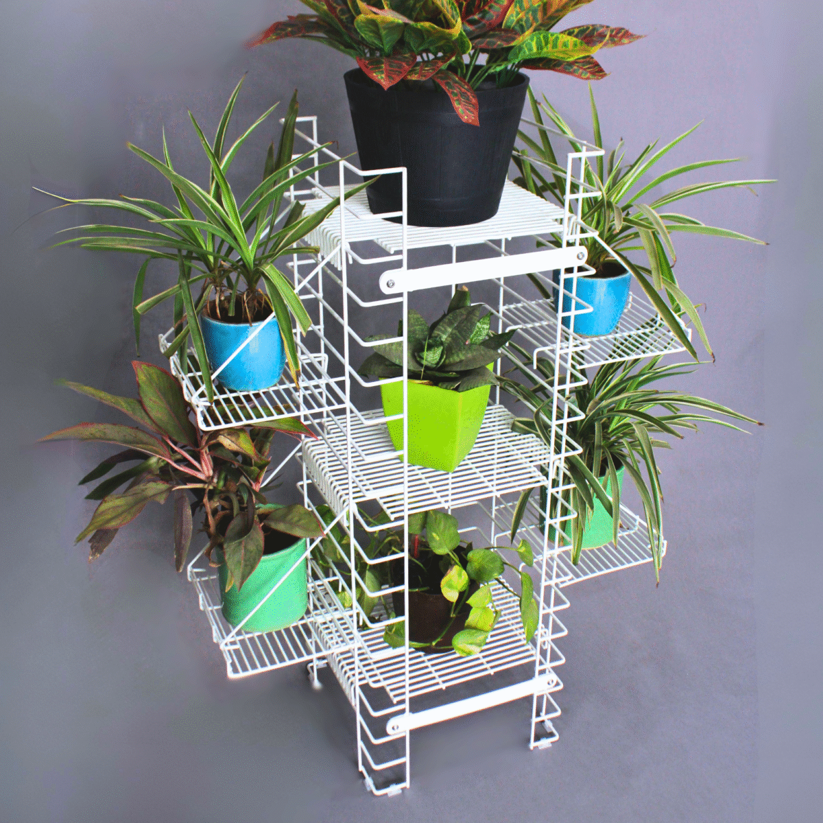 White Shorea Plus tall plant stand - Image 1