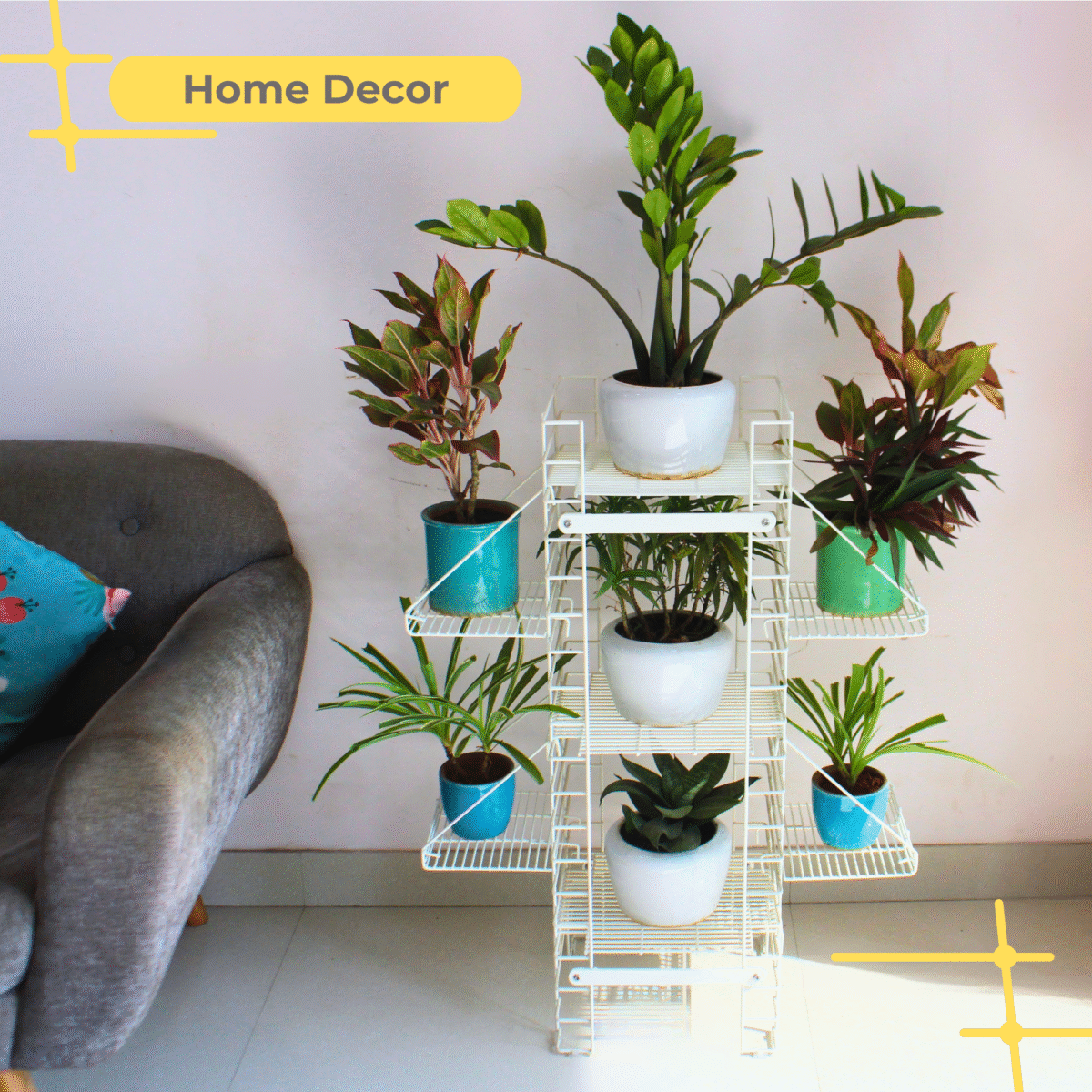 White Shorea Plus tall plant stand - Image 2