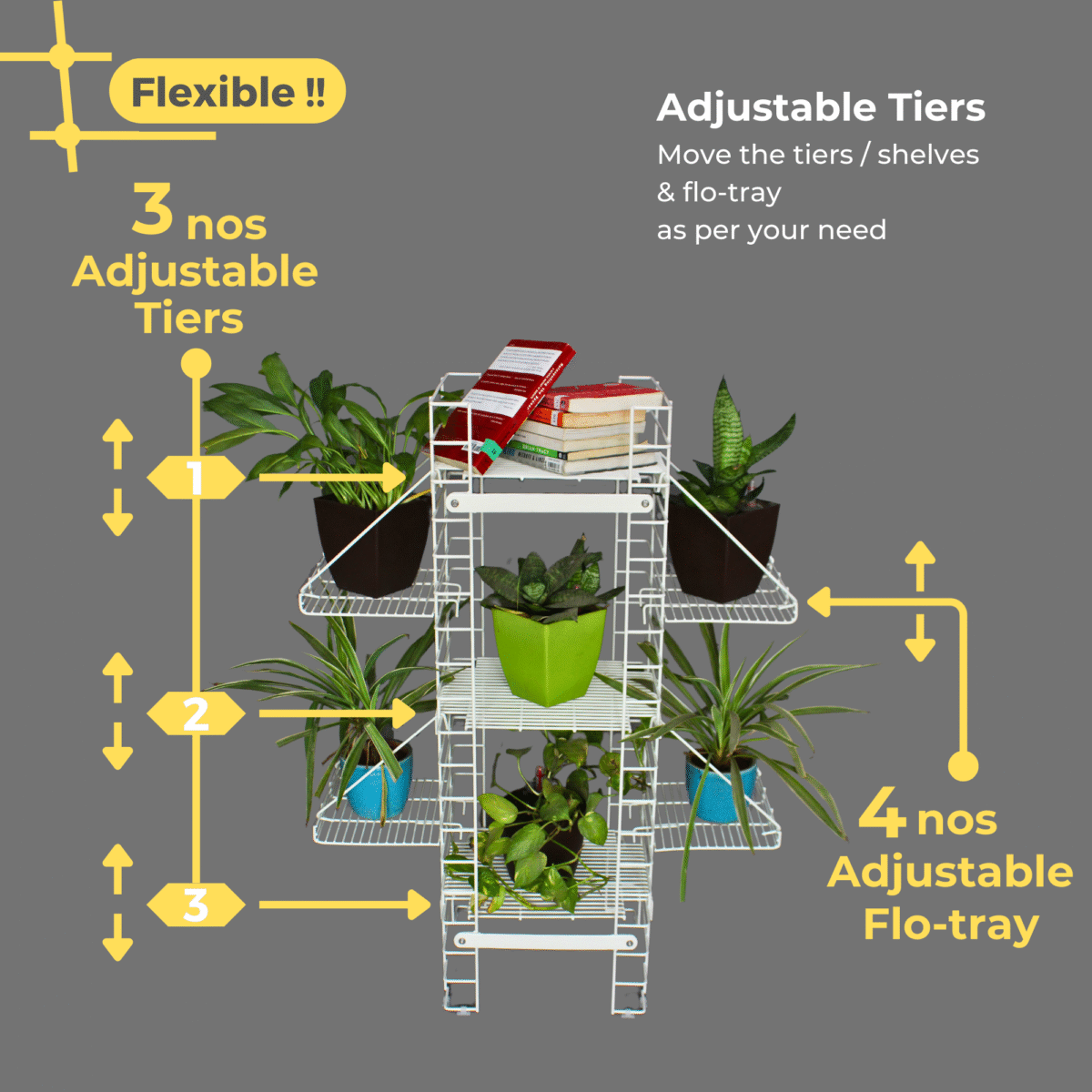 White Shorea Plus tall plant stand - Image 3