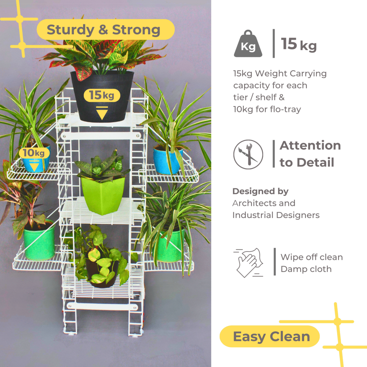 White Shorea Plus tall plant stand - Image 5