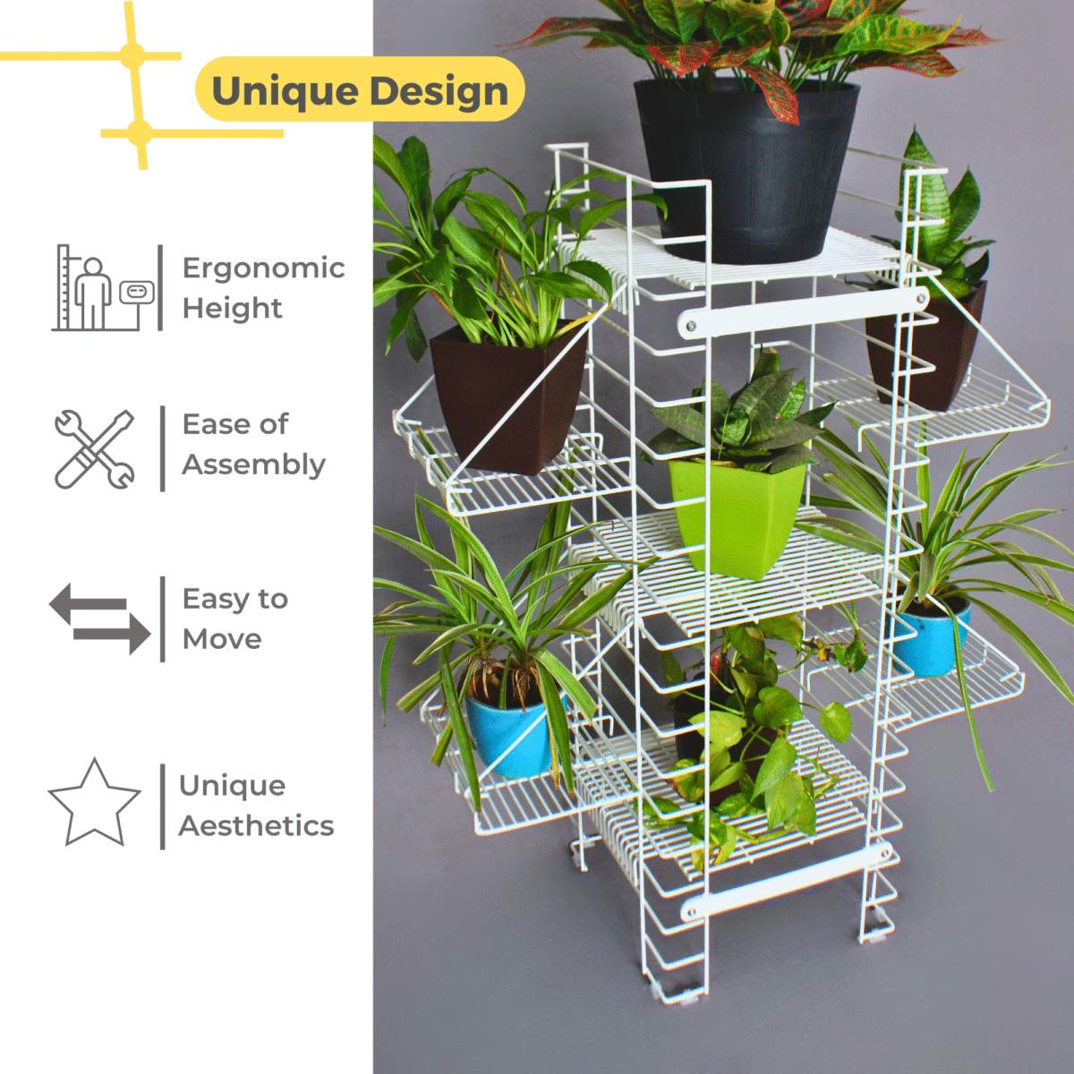 White Shorea Plus tall plant stand - Image 6