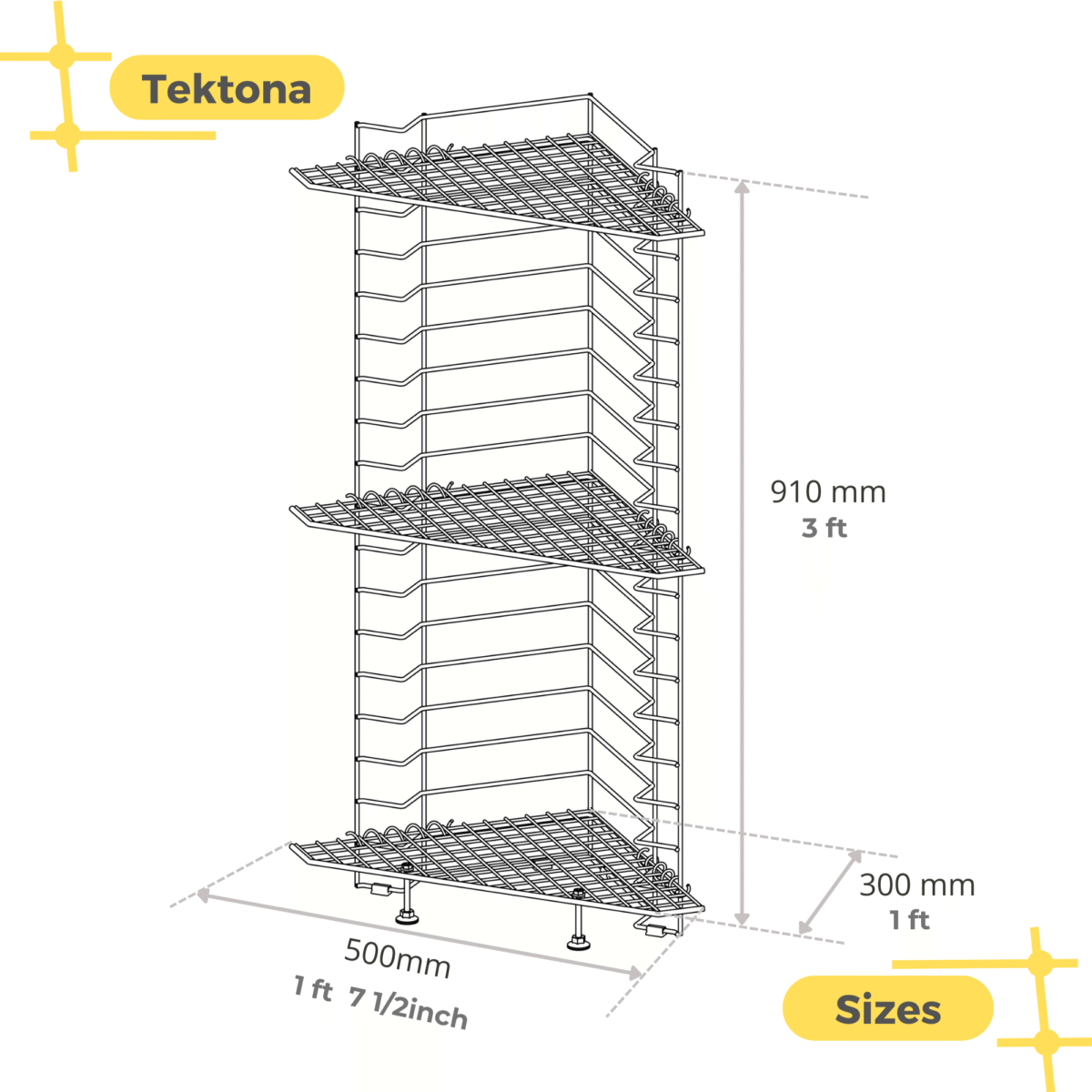 White Tektona 3 tier Corner stand - Image 7
