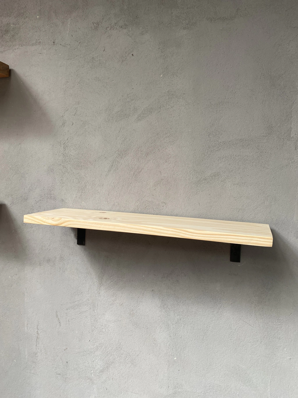 WH6-1 Minimalist Wood Floating Shelf with Black Brackets - Image 1