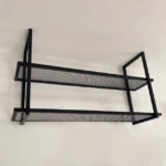 KRAYOG Hanging Iron Shelf – 2-Tier Rhomboid Mesh Floating Rack (Ceiling or Wall Mount)