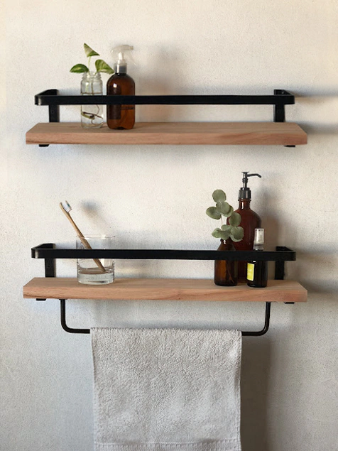 img_1775-511-6d0304ffd460d924da16874500682679-640-0 KRAYOG Wooden Wall Shelf Combo – “Serrano & Orense” Floating Shelves with Towel Bar, Pine Finish - Image 5