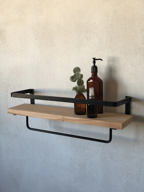 img_17871-ab909eacba77d5235316874500681559-640-0 KRAYOG Wooden Wall Shelf Combo – “Serrano & Orense” Floating Shelves with Towel Bar, Pine Finish - Image 4