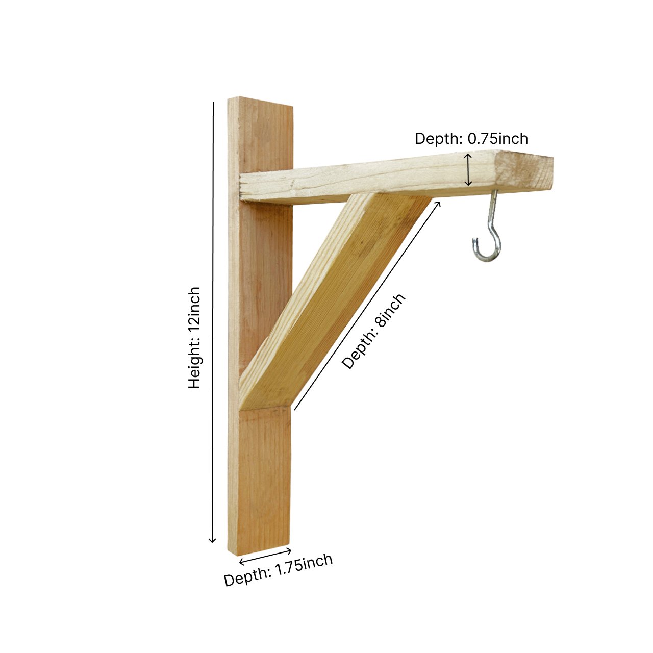 large.jpg Wall Mounted Plant Pot Holders | Wood Bracket | Wooden Shelf Bracket | Set of 2 - Image 5