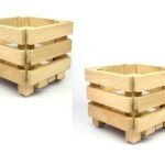 KRAYOG Wooden Plant Stand (Pack of 2) – 8 Inch Rustic Pine Wood Riser for Indoor & Outdoor Décor, Fits 8-Inch Pots