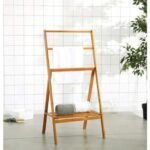 KRAYOG Wooden Towel Ladder Rack – 3-Tier Freestanding Blanket & Clothes Organizer for Bathroom & Bedroom (Brown Finish)