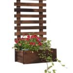 KRAYOG Wooden Wall Hanging Planter – 24x12 Inch Walnut Brown Shelf for Indoor & Outdoor Plants | Rustic Wooden Garden Display