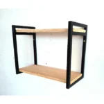 KRAYOG Multi-Level Kitchen Shelf – 2 & 3 Tier Iron Frame Rack with Mango Wood Shelves