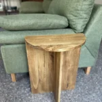 KRAYOG Semi-Circle Wooden Side Table – Solid Pine or Alamo Wood, Natural Finish