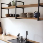 KRAYOG 2-Tier Kitchen Shelf – Solid Pine & Iron Rack, Rustic Open Storage Organizer