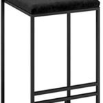 Krayog Bar Stool (Black) Counter high Stool with Velvet Cushion Breakfast Chair Suitable for Bars, cafes, Kitchens Metal Counter Chair (Color : Black, Size : 66cm/26in) - Made in India