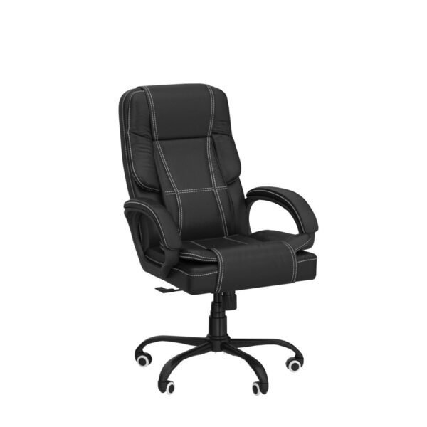 Krayog SpaceX | 3 Years Brand Warranty | High Back Leatherette Executive Office Chair with Cushion, Armrest & Adjustable Height | Comfortable Swivel Boss Chair for Manager, Trader & WFH(Midnight Black)