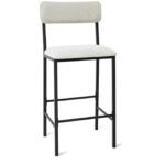 Luxury Bar Stools: Opulent Velvet Barstools with Soft Cushion, Backrest, and Metal Footrests - Elegant Kitchen Island Chairs, Counter Height Seating in Grey