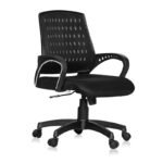 Krayog Mesh Mid-Back Ergonomic Office Chair/Study Chair/Revolving Chair/Computer Chair for Work from Home Metal Base Chair [Black]