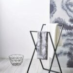 Krayog 30 inch Tall Free Standing Metal Towel Stand and Foldable Towel Holder for Bathroom, Balcony Black Metal Towel Display Rack