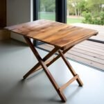 Krayog Mango Wood Folding Table - Handmade and Rectangular Design Honey Finish - Portable, Durable, Elegant Finish - Suitable for Home Decor, Indoor and Outdoor Use (32 X 24 X 28 inches)