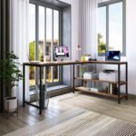 Krayog L Shaped Study Table for Students and Adults/Computer Table for Home-Office/Gaming Table/Computer Desk for Corner - Wood & Metal (Classic-Forest Dark & Black)