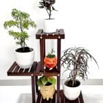 Krayog Wooden Plant Stand for Balcony Living Room Indoor Outdoor Plant Stand Foldable Display Rack Storage Rack for Patio Garden Yard (Small)