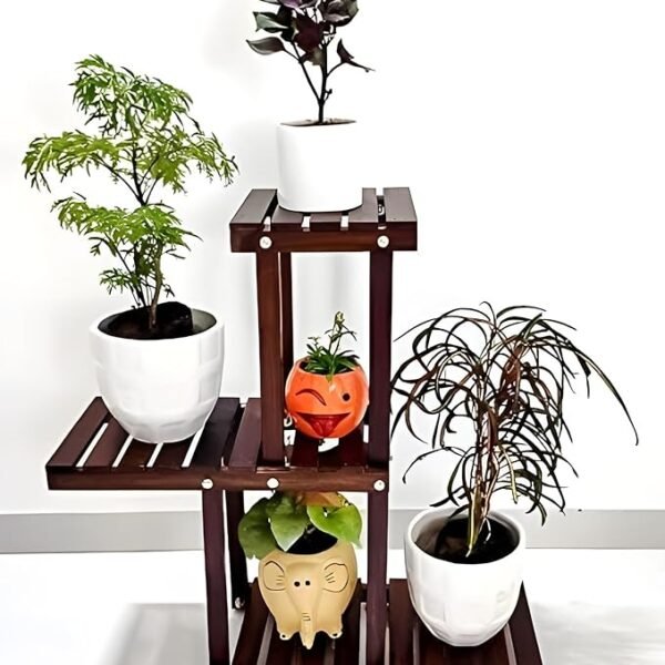 Krayog Wooden Plant Stand for Balcony Living Room Indoor Outdoor Plant Stand Foldable Display Rack Storage Rack for Patio Garden Yard (Small)