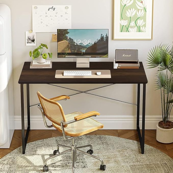 KRAYOG Wood Computer Table For Home | Desktop Office Study Table| Laptop Table (Crysta-Dark Oak), 61 CM, 92 CM, 76 Cm, Brown