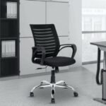 Krayog Mesh Office Chair | Revolving,Tilting and Height Adjustable Executive Chair | Heavy Duty Nylon and Chrome Base,Black (Low Back, 1)