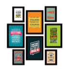 KRAYOG Set of 8 Motivational Framed Wall Posters – Inspirational Quote Wall Art Paintings for Home, Office & Bedroom Décor, Multicolor Design