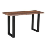 KRAYOG **Sheesham Wood Console Table for Living Room | Wooden Side & Entryway Table for Home & Office | Hallway & Foyer Accent Table | Brown Finish with Black Coated Metal Frame**