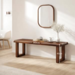 KRAYOG 80 cm Solid Sheesham Wood 2-Seater Bench for Living Room & Dining Table | Multipurpose Study & Drawing Room Seating | Walnut Finish (80 x 35 x 45 cm)**
